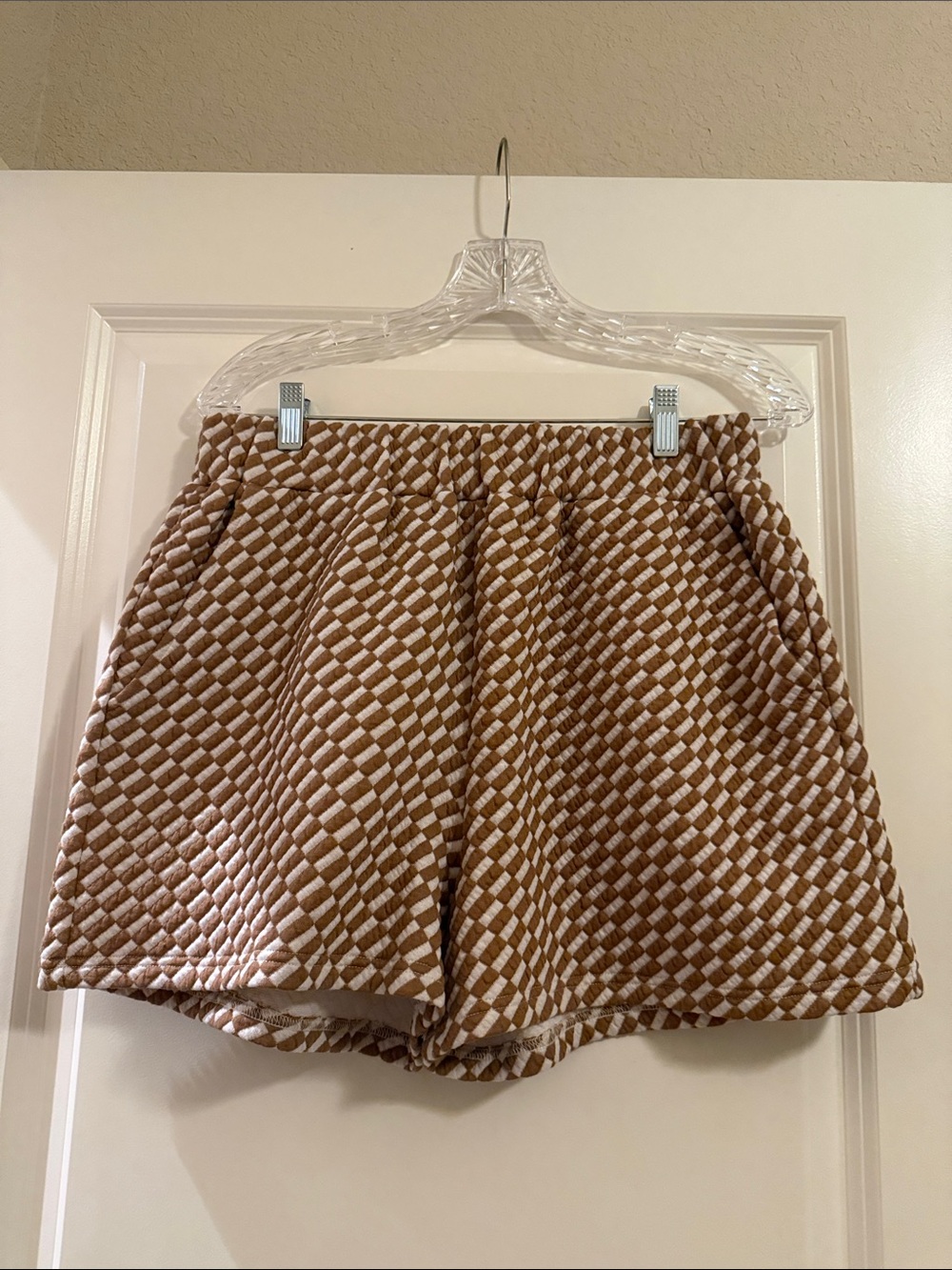 See & Be Seen Women’s Brown and White Quilted Shorts